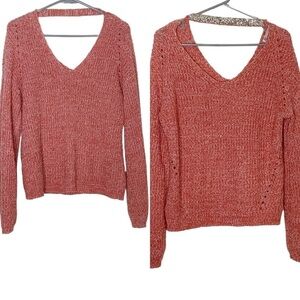 89th + Madison orange V neck sweater. Size M